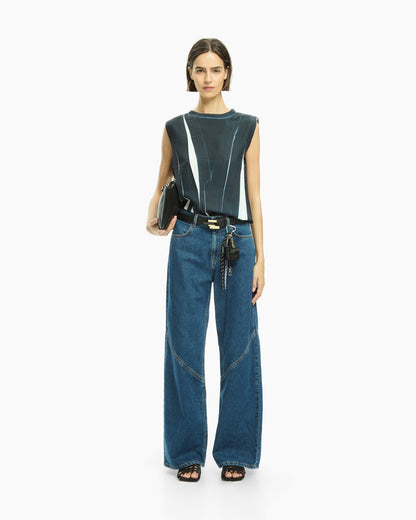 _MALLONI Top smanicato NERO