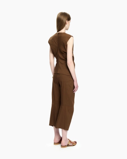 _MALLONI Top smanicato MARRONE