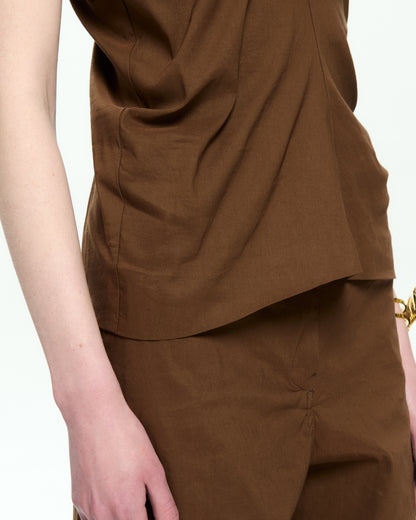 _MALLONI Top smanicato MARRONE