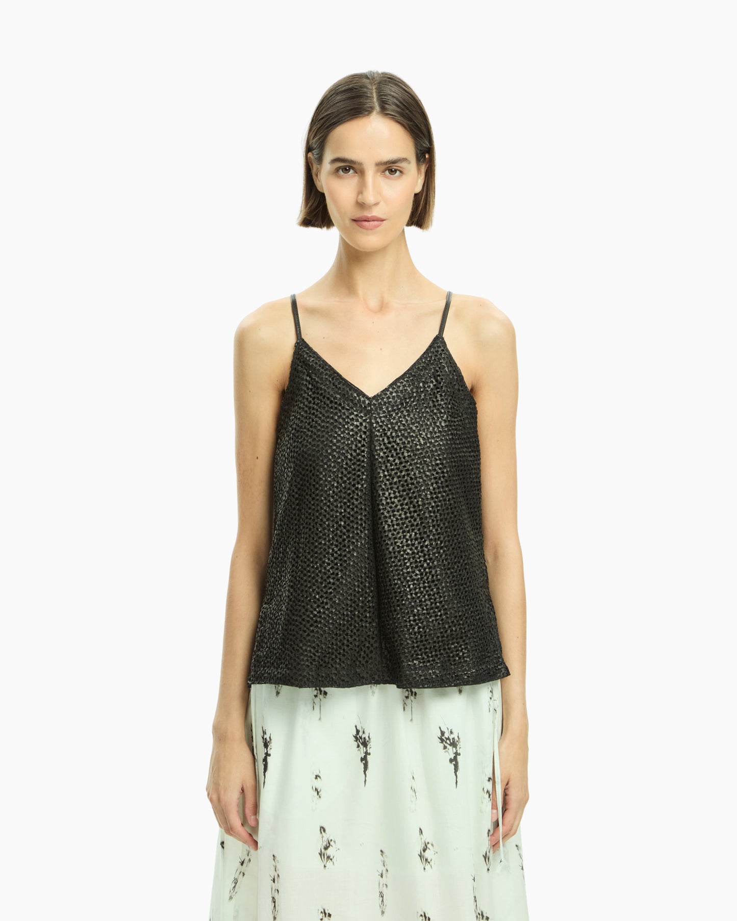 _MALLONI Top in pelle NERO