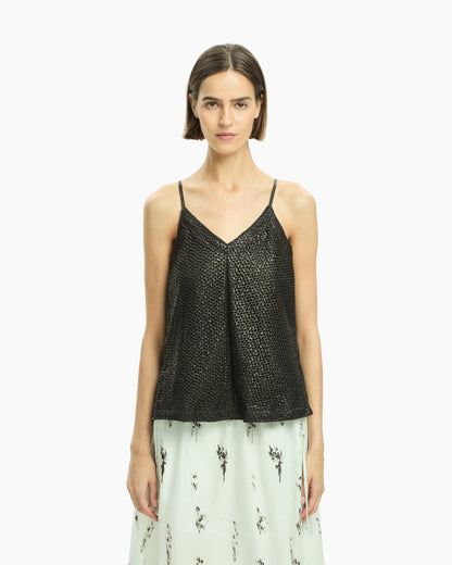 _MALLONI Top in pelle NERO