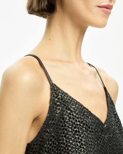 _MALLONI Top in pelle NERO