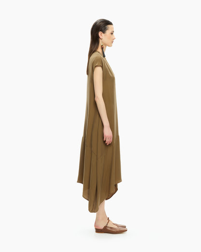 _MALLONI Abito midi con scollo a V MARRONE