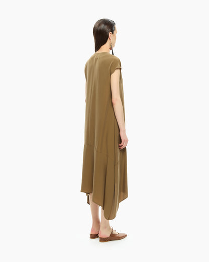 _MALLONI Abito midi con scollo a V MARRONE