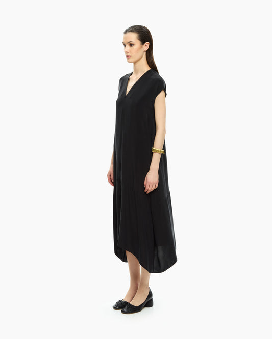 _MALLONI Abito midi con scollo a V NERO