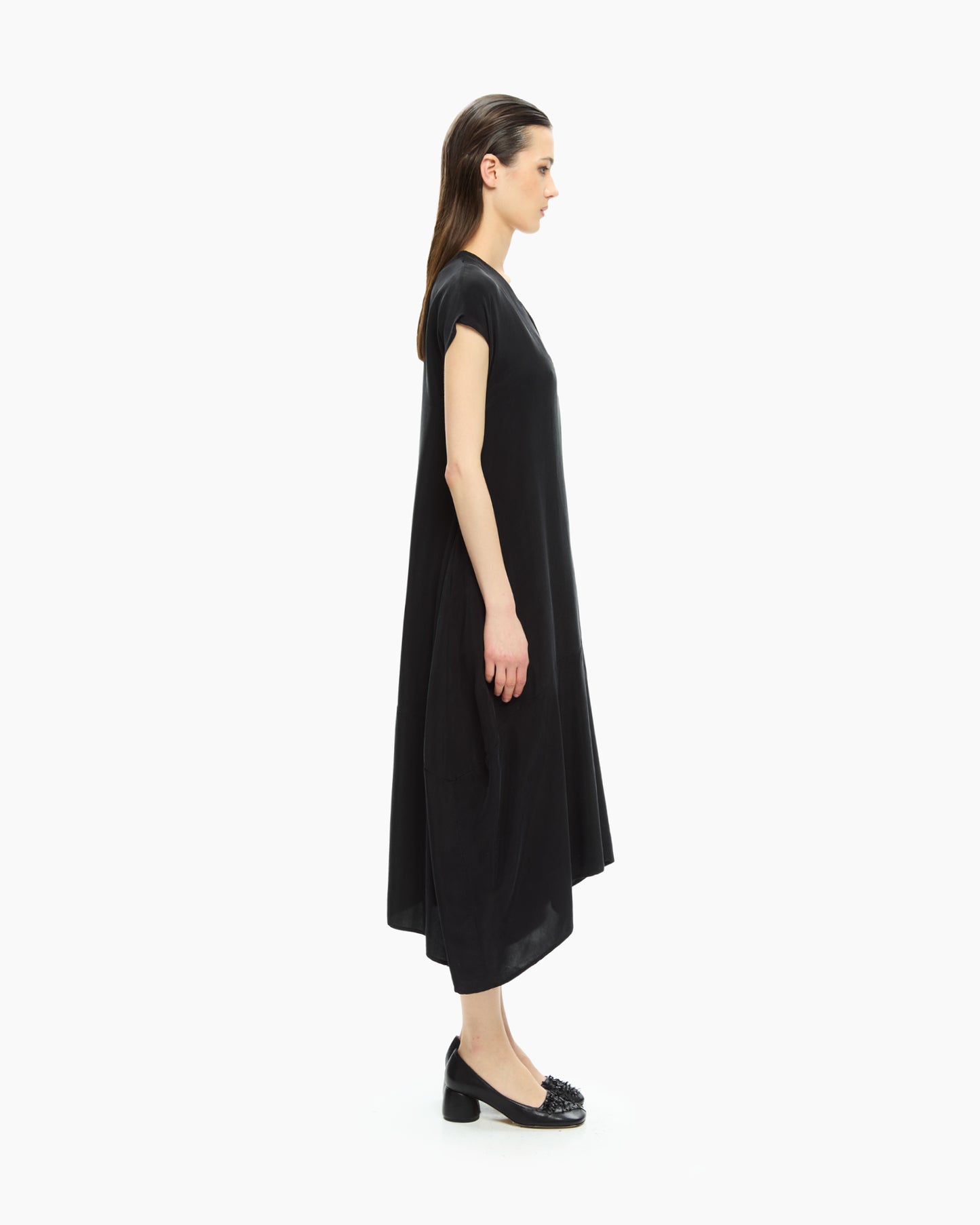 _MALLONI Abito midi con scollo a V NERO