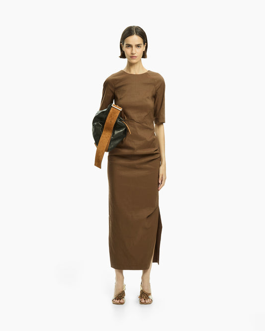 _MALLONI Abito midi dal taglio sartoriale MARRONE