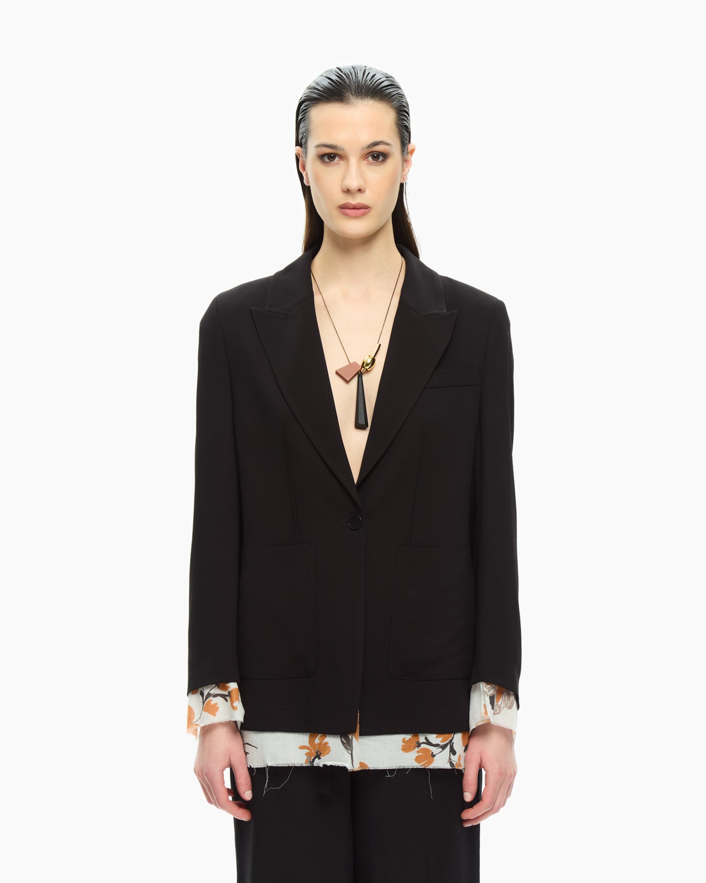 _MALLONI Blazer fluido con dettagli layered NERO