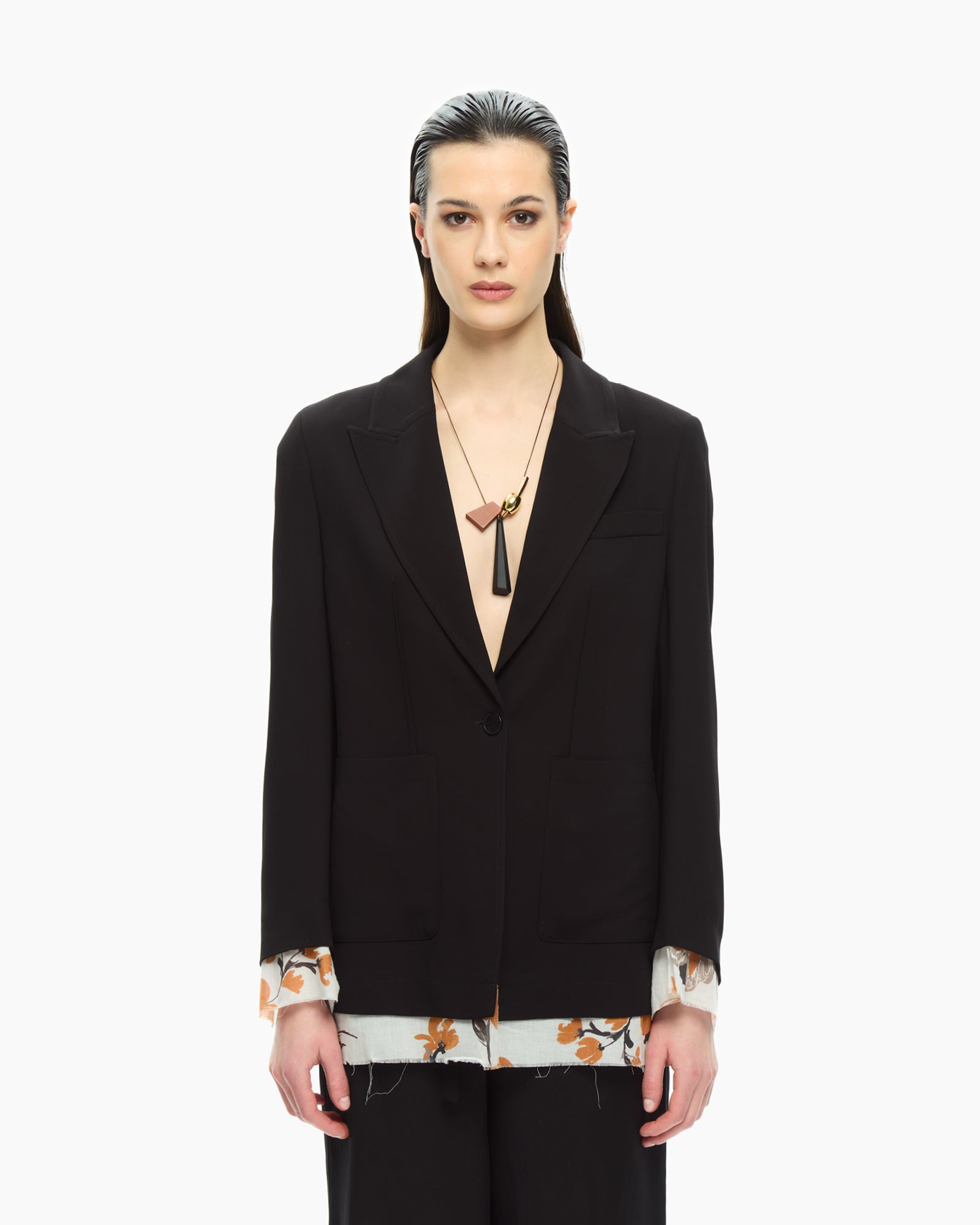_MALLONI Blazer fluido con dettagli layered NERO