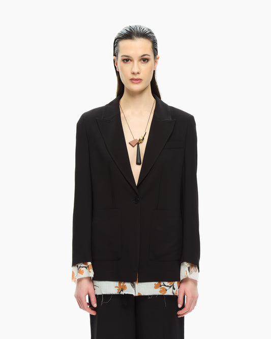 _MALLONI Blazer fluido con dettagli layered NERO