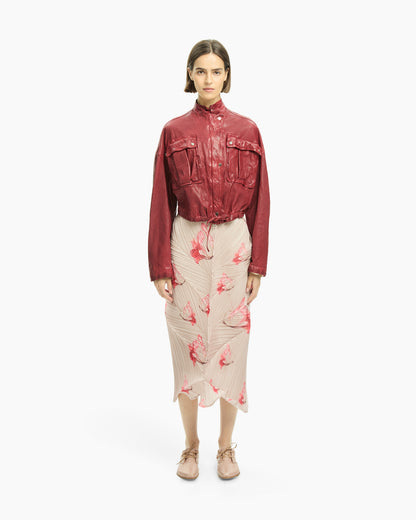 _MALLONI Giacca corta in pelle ROSSO