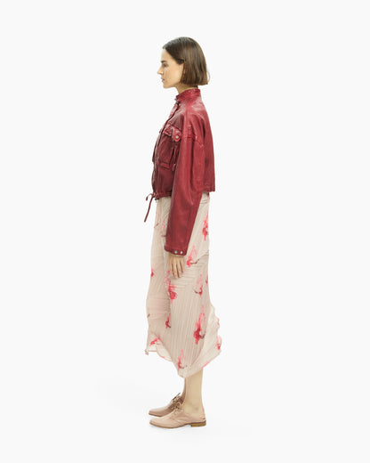 _MALLONI Giacca corta in pelle ROSSO