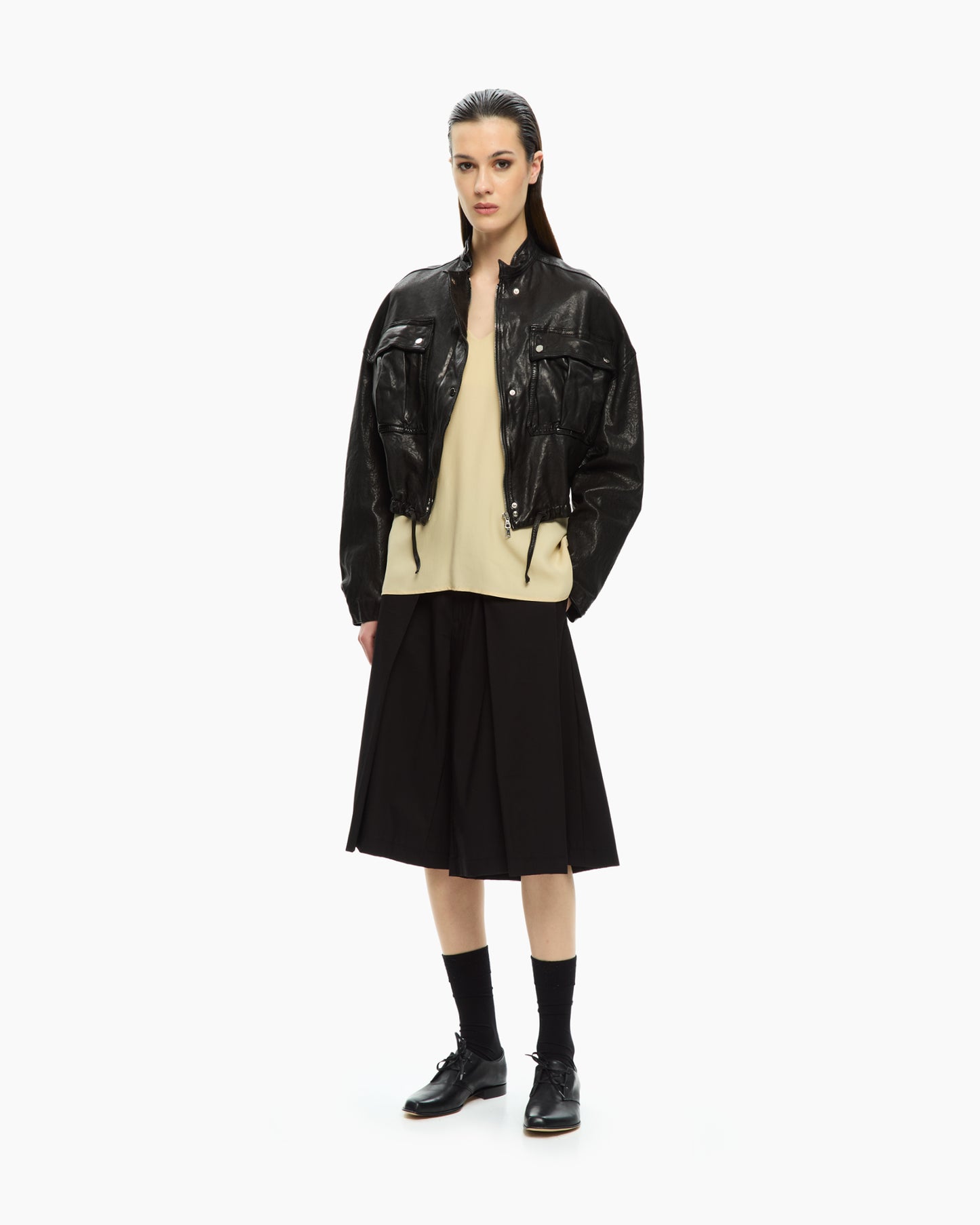 _MALLONI Giacca corta in pelle NERO