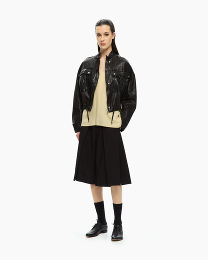 _MALLONI Giacca corta in pelle NERO
