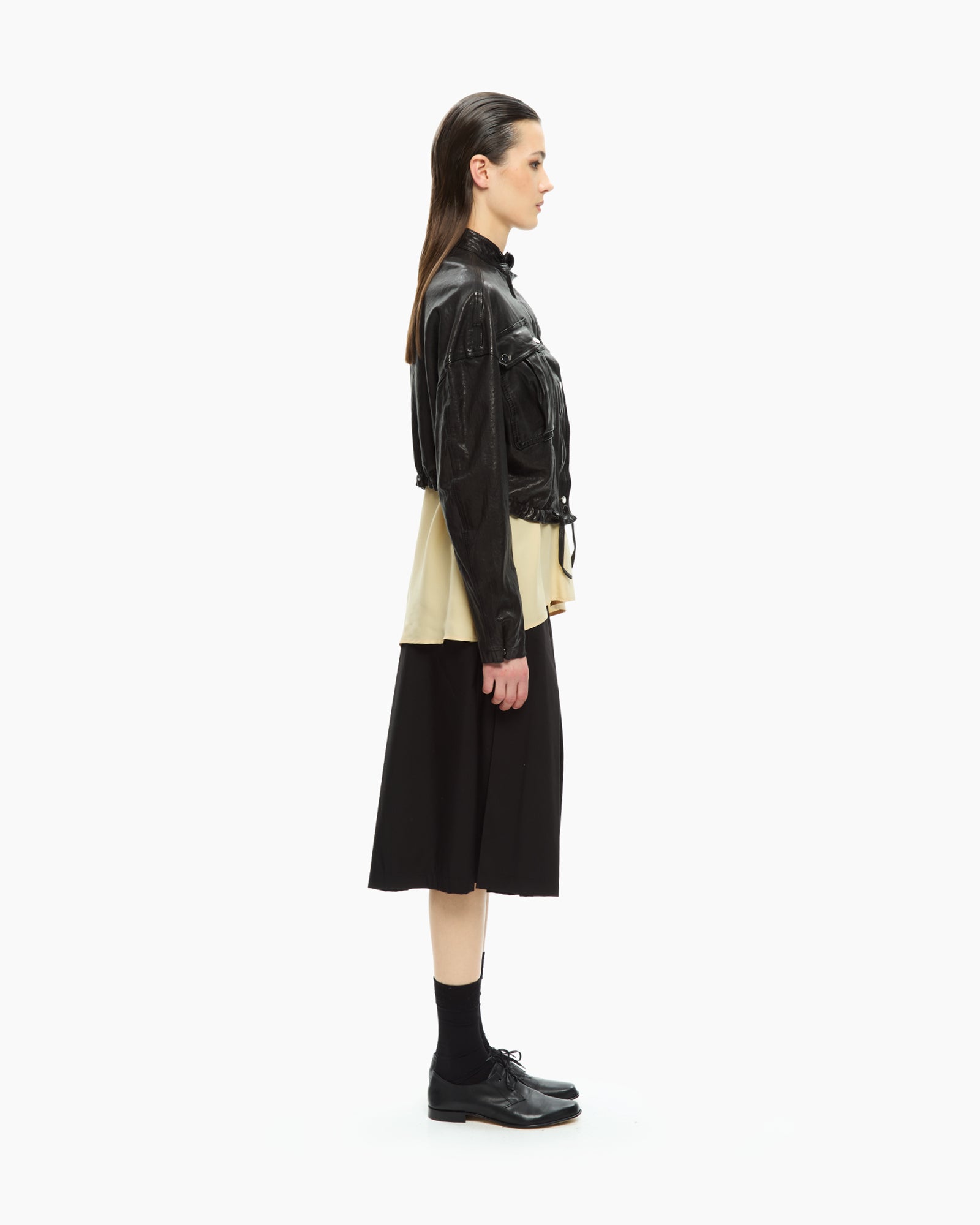 _MALLONI Giacca corta in pelle NERO