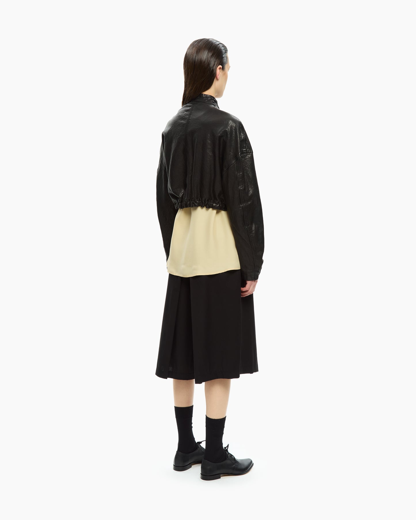_MALLONI Giacca corta in pelle NERO