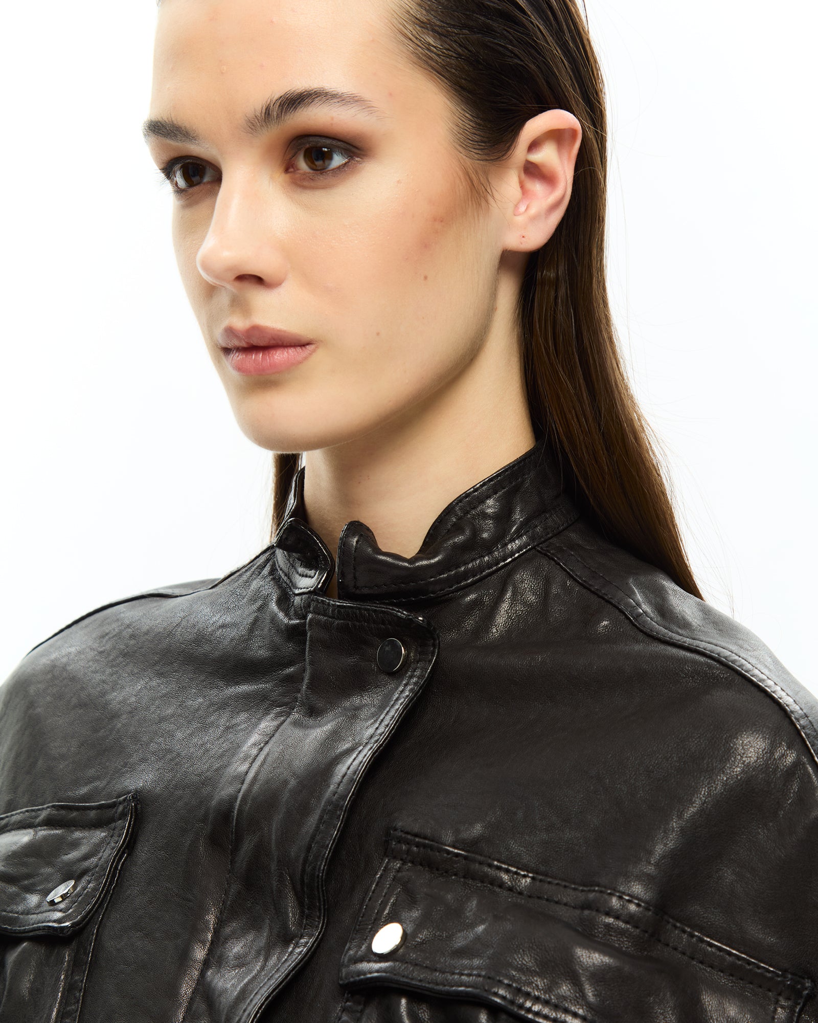 _MALLONI Giacca corta in pelle NERO