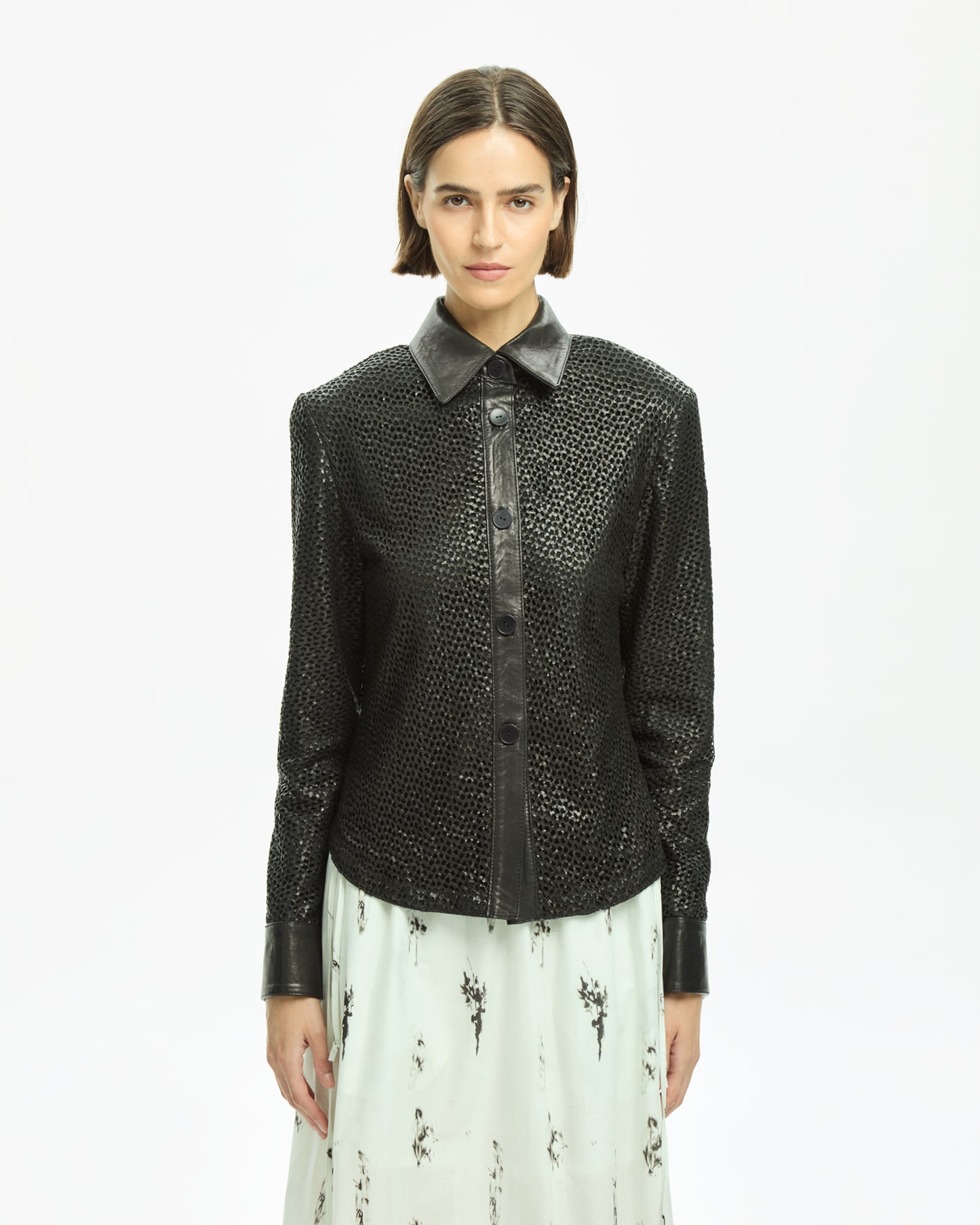 _MALLONI Camicia in pelle NERO