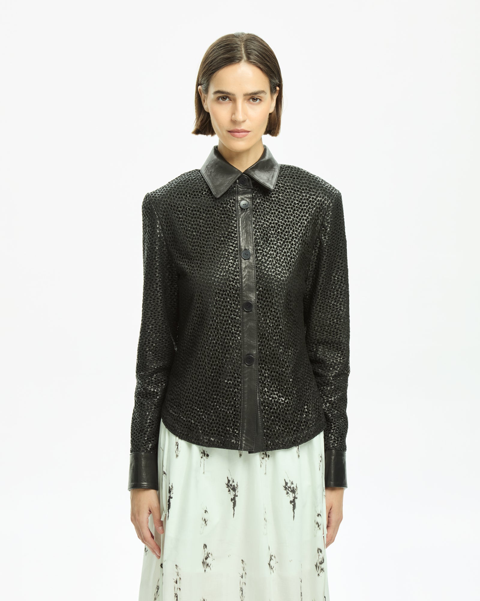 _MALLONI Camicia in pelle NERO