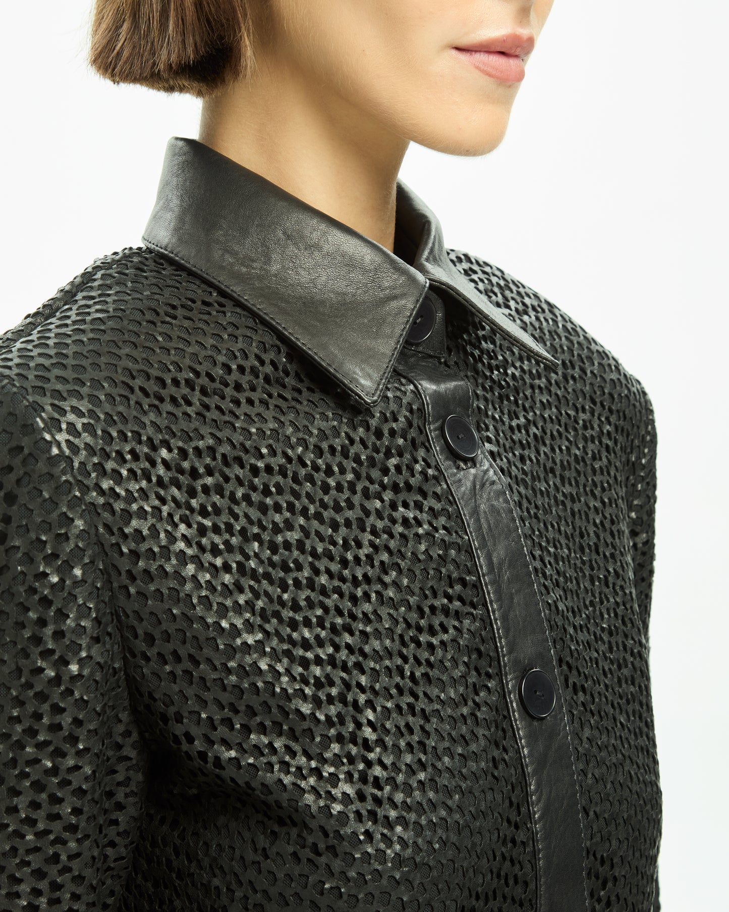 _MALLONI Camicia in pelle NERO