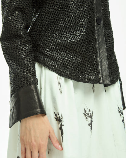 _MALLONI Camicia in pelle NERO