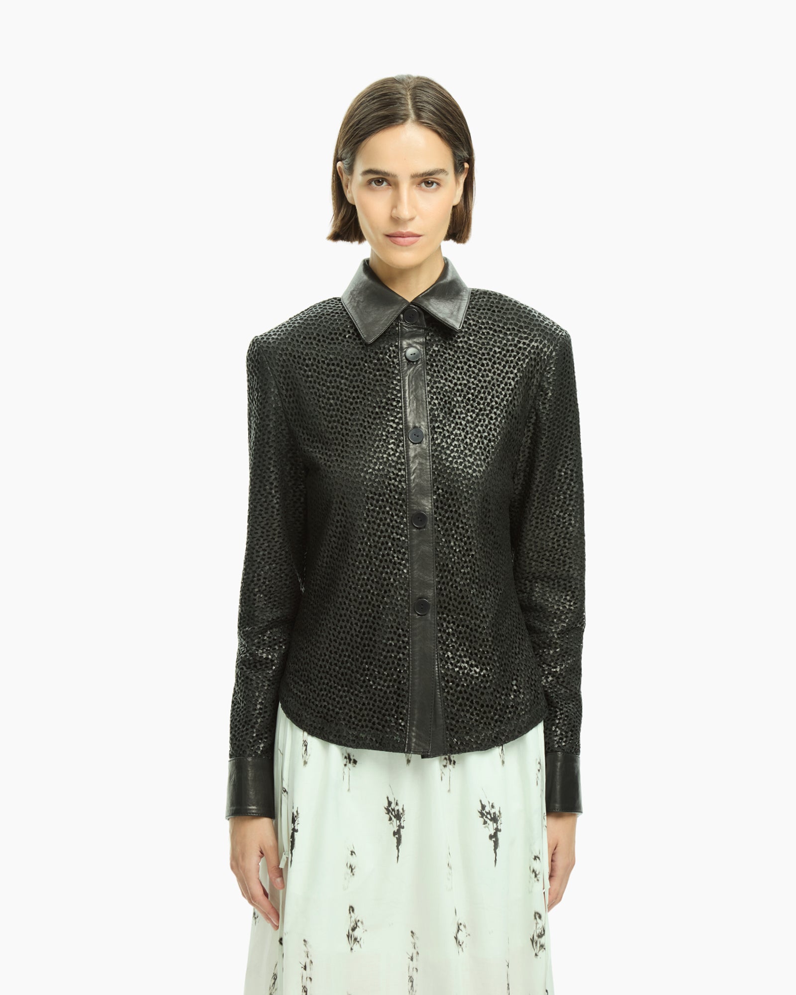 _MALLONI Camicia in pelle NERO