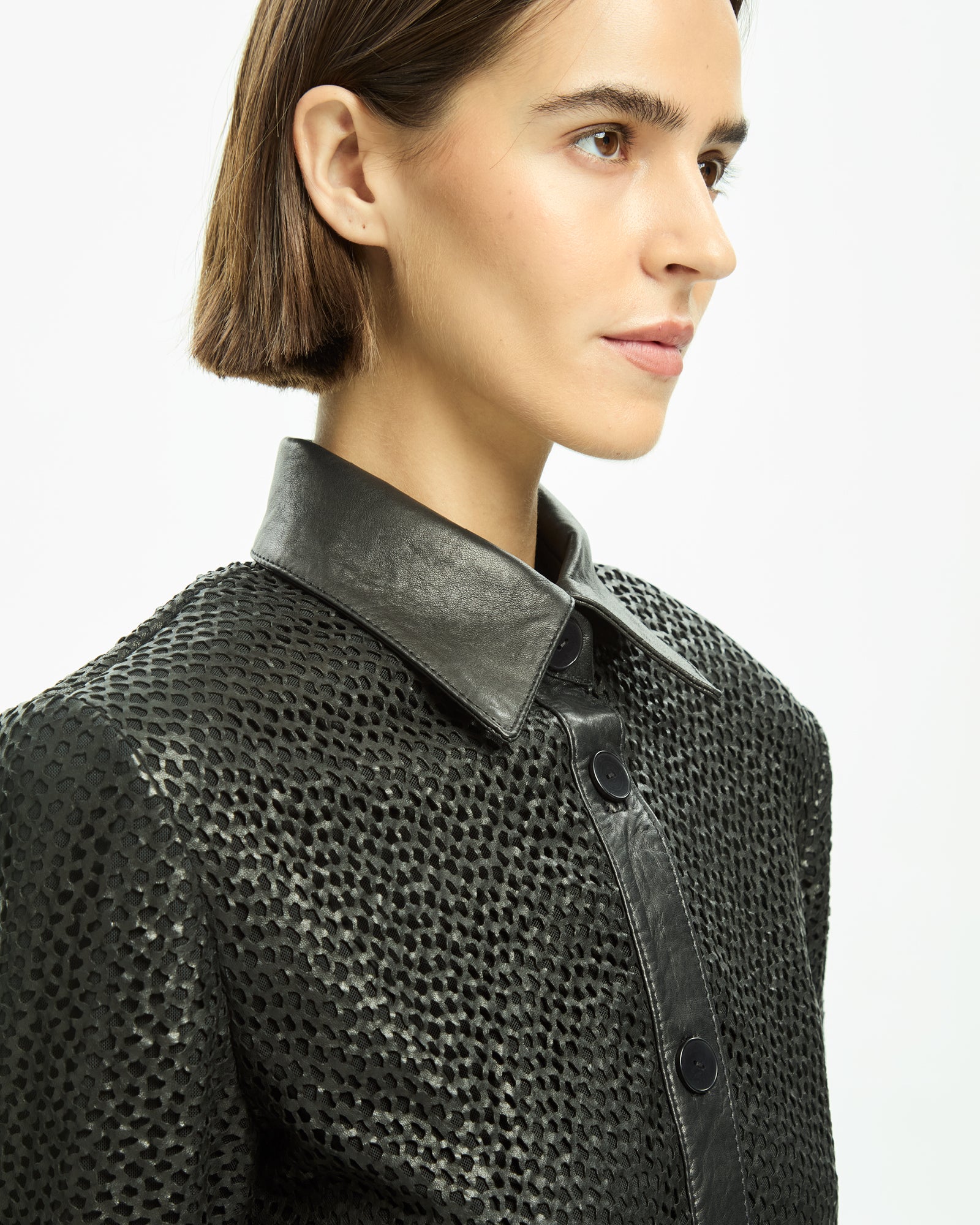 _MALLONI Camicia in pelle NERO