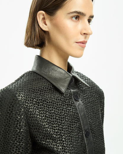 _MALLONI Camicia in pelle NERO