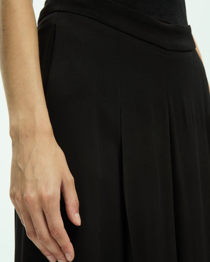 _MALLONI Pantalone a gamba ampia con vita alta NERO