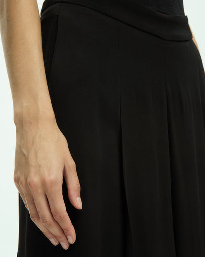 _MALLONI Pantalone a gamba ampia con vita alta NERO
