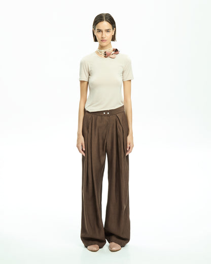 _MALLONI Pantalone ampio  MARRONE