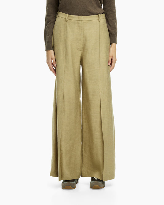 _MALLONI Pantalone a gamba ampia con vita alta BEIGE