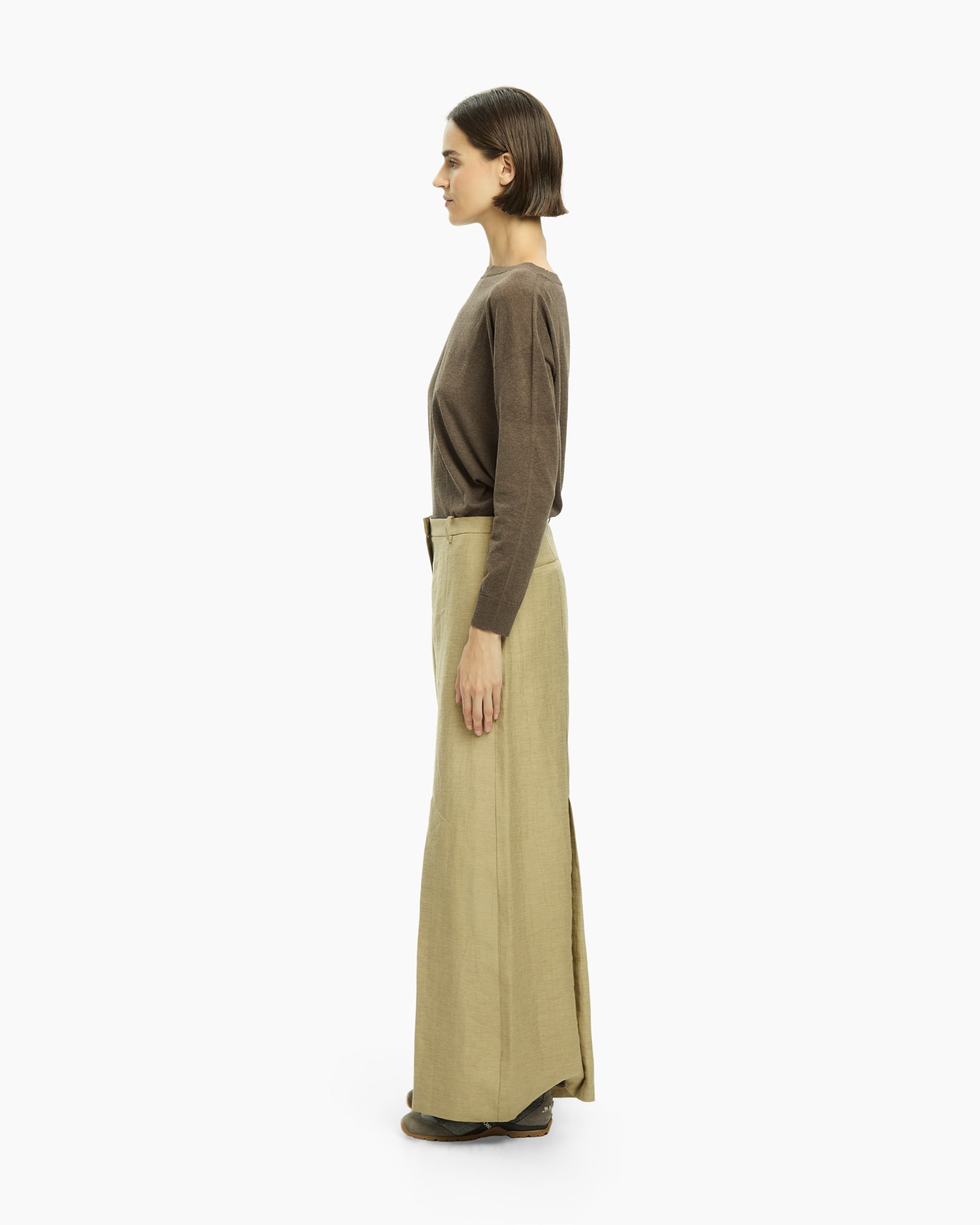 _MALLONI Pantalone a gamba ampia con vita alta BEIGE