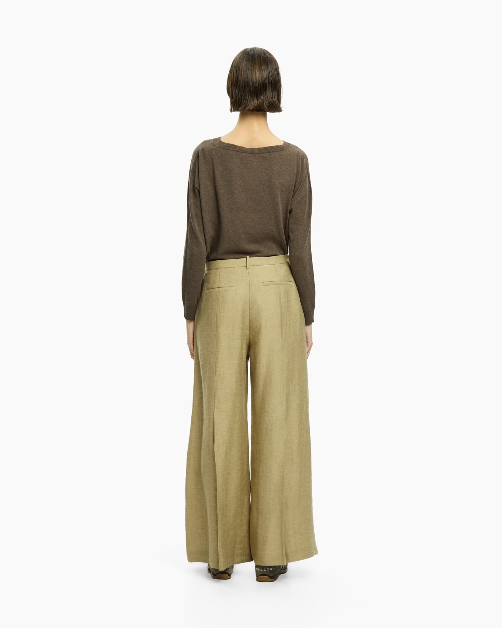 _MALLONI Pantalone a gamba ampia con vita alta BEIGE