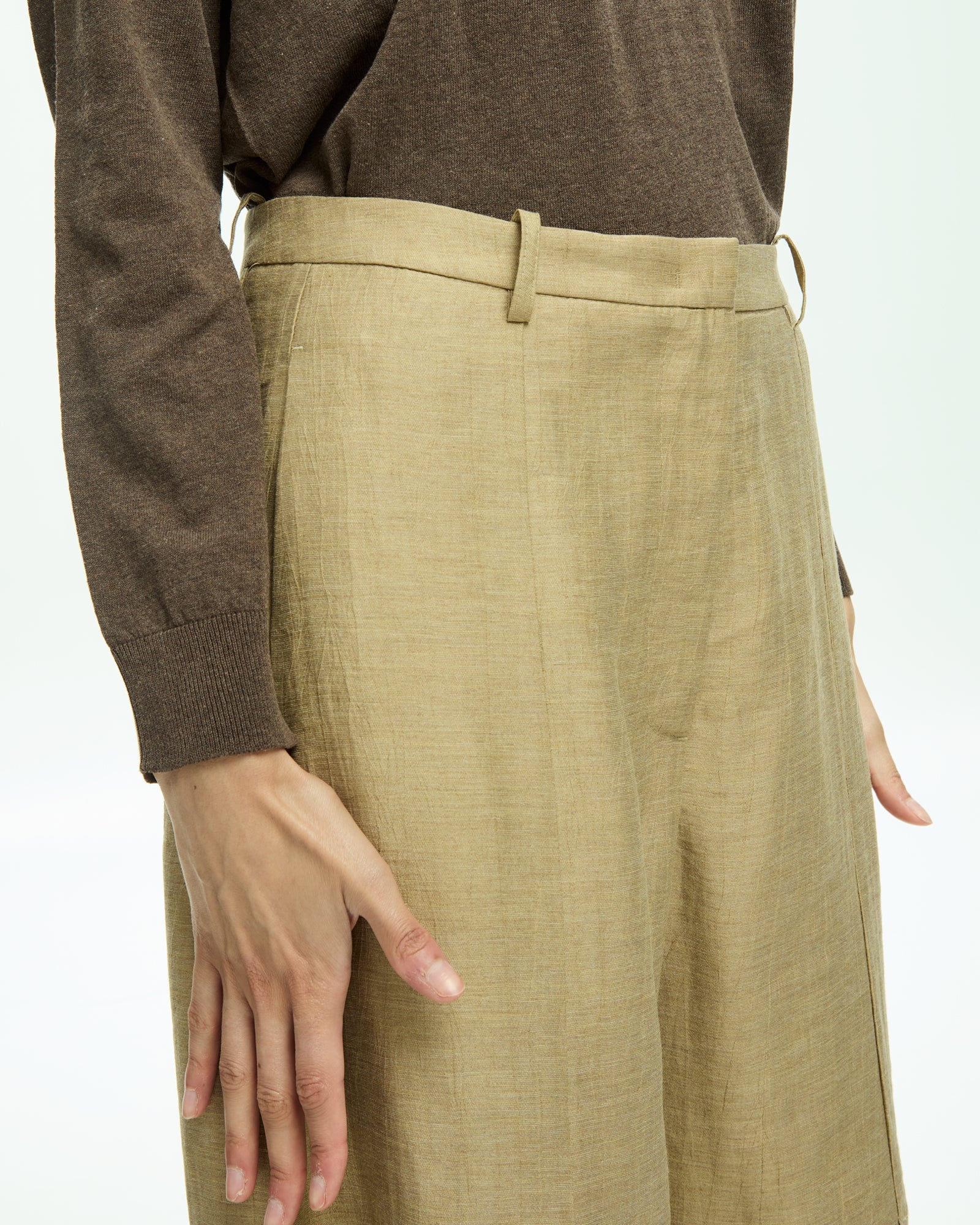 _MALLONI Pantalone a gamba ampia con vita alta BEIGE