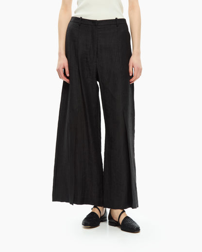 _MALLONI Pantalone a gamba ampia con vita alta NERO