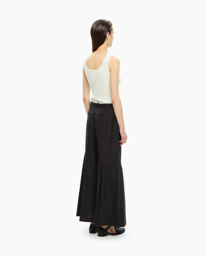 _MALLONI Pantalone a gamba ampia con vita alta NERO