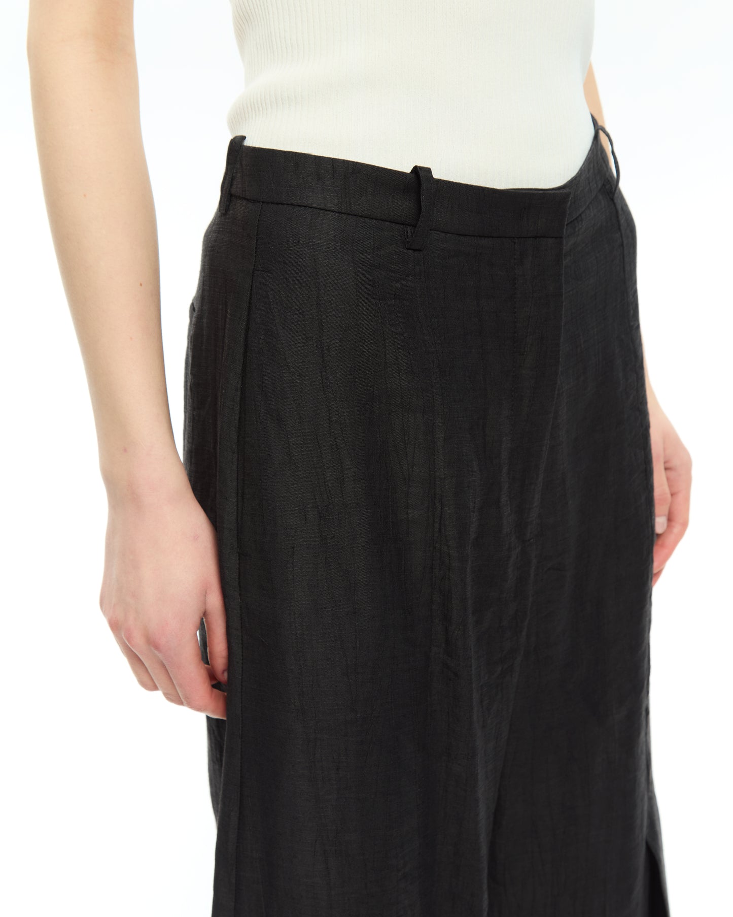 _MALLONI Pantalone a gamba ampia con vita alta NERO