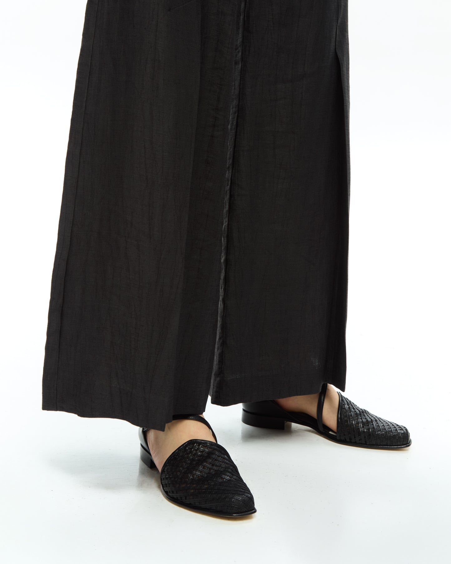 _MALLONI Pantalone a gamba ampia con vita alta NERO
