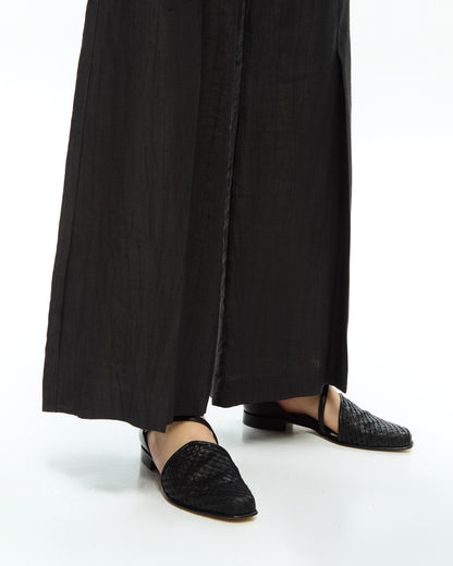 _MALLONI Pantalone a gamba ampia con vita alta NERO