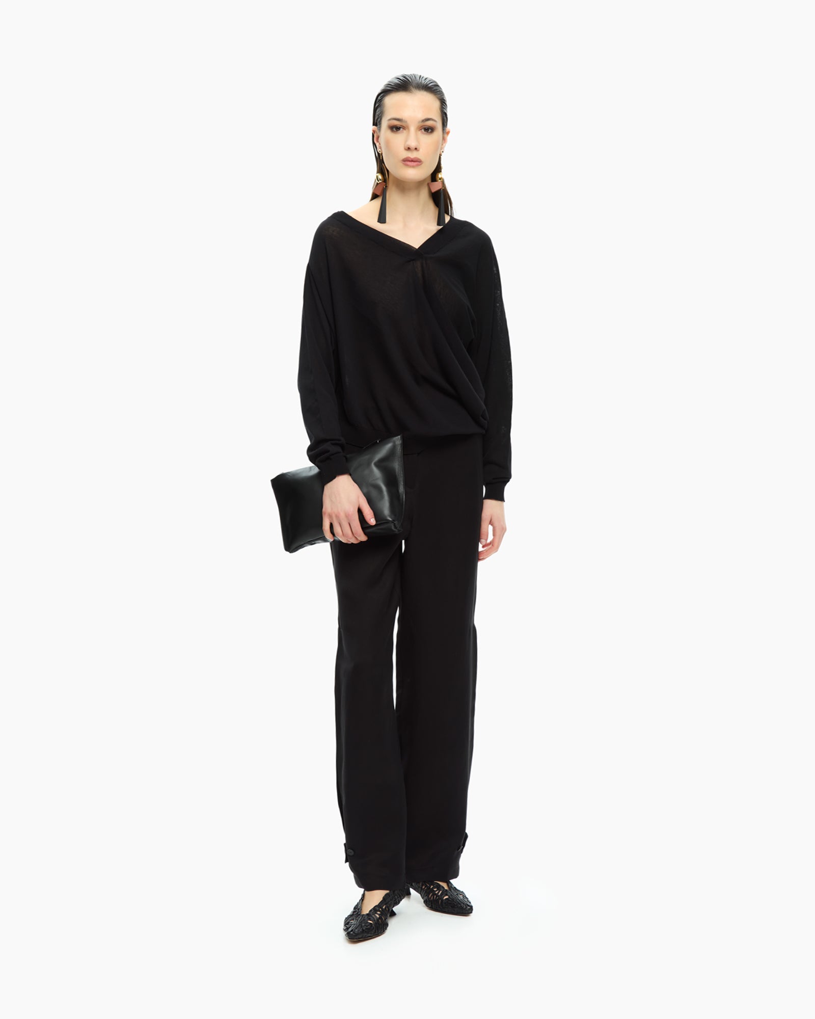 _MALLONI Pantalone morbido NERO