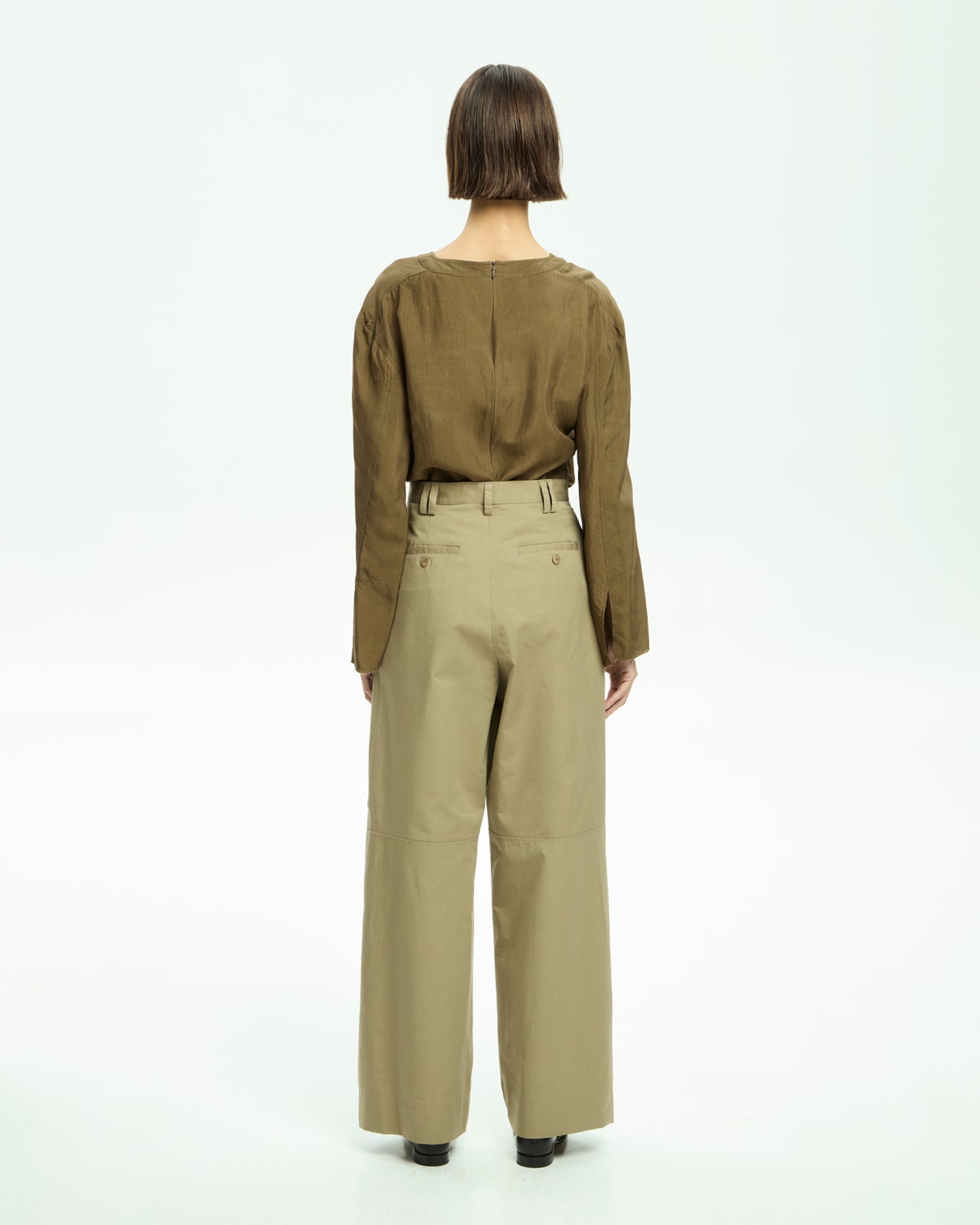 _MALLONI Pantalone a gamba ampia con vita alta TORTORA