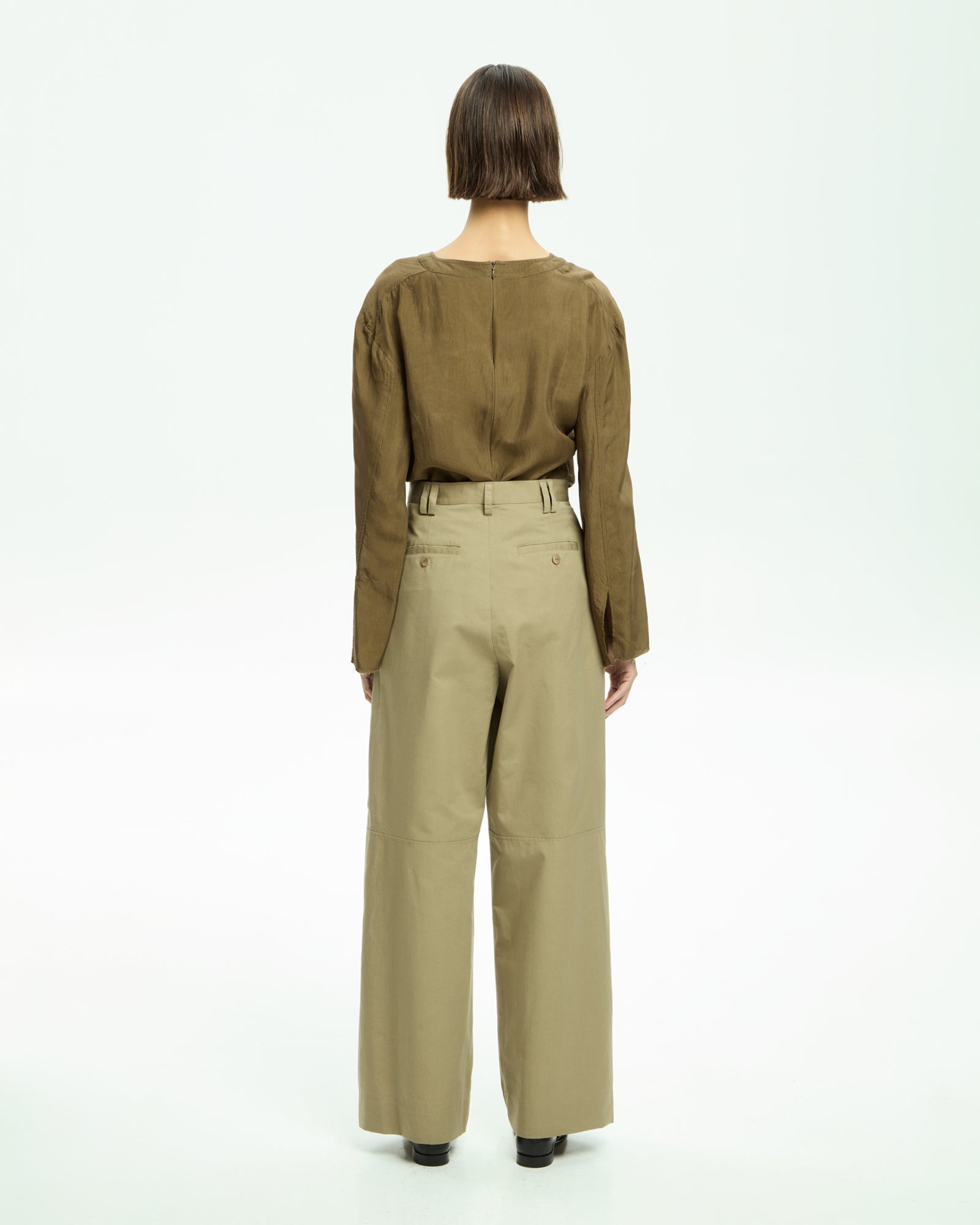 _MALLONI Pantalone a gamba ampia con vita alta TORTORA