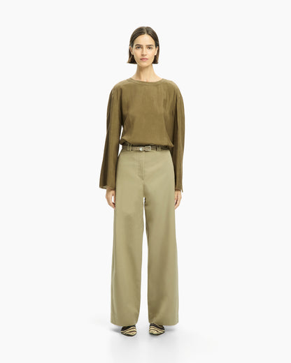 _MALLONI Pantalone a gamba ampia con vita alta TORTORA