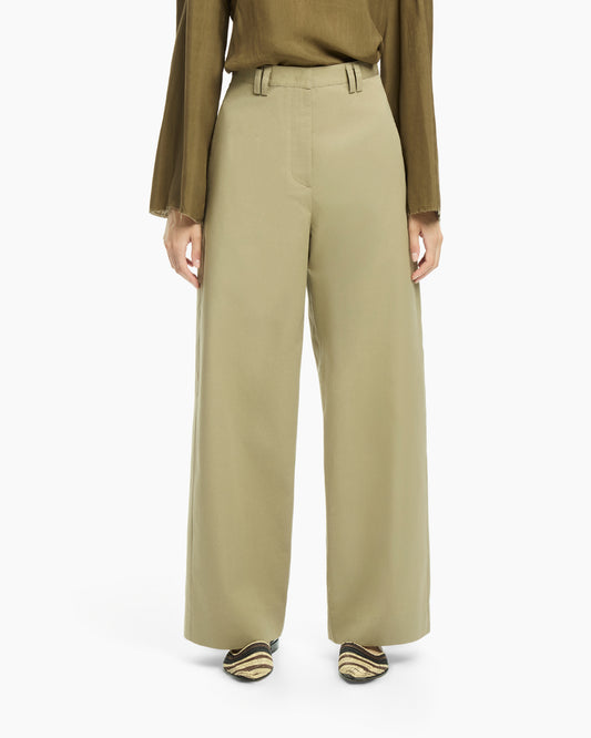 _MALLONI Pantalone a gamba ampia con vita alta TORTORA