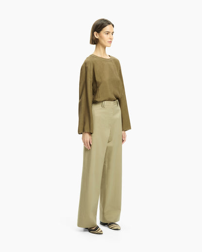 _MALLONI Pantalone a gamba ampia con vita alta TORTORA