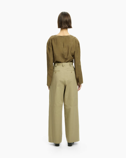 _MALLONI Pantalone a gamba ampia con vita alta TORTORA
