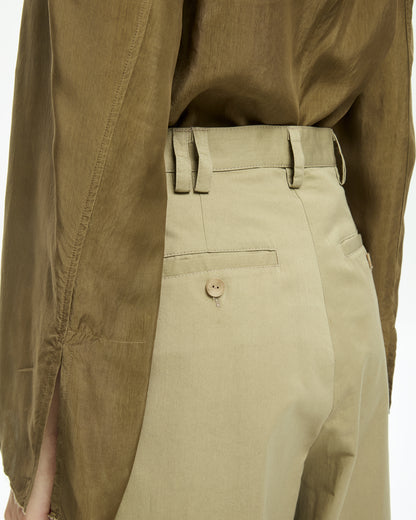 _MALLONI Pantalone a gamba ampia con vita alta TORTORA