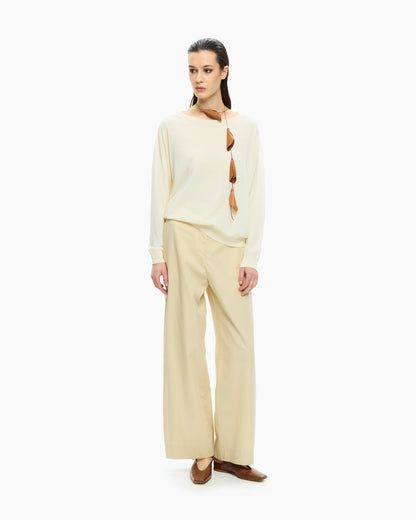 _MALLONI Pantalone a gamba ampia con vita alta GIALLO