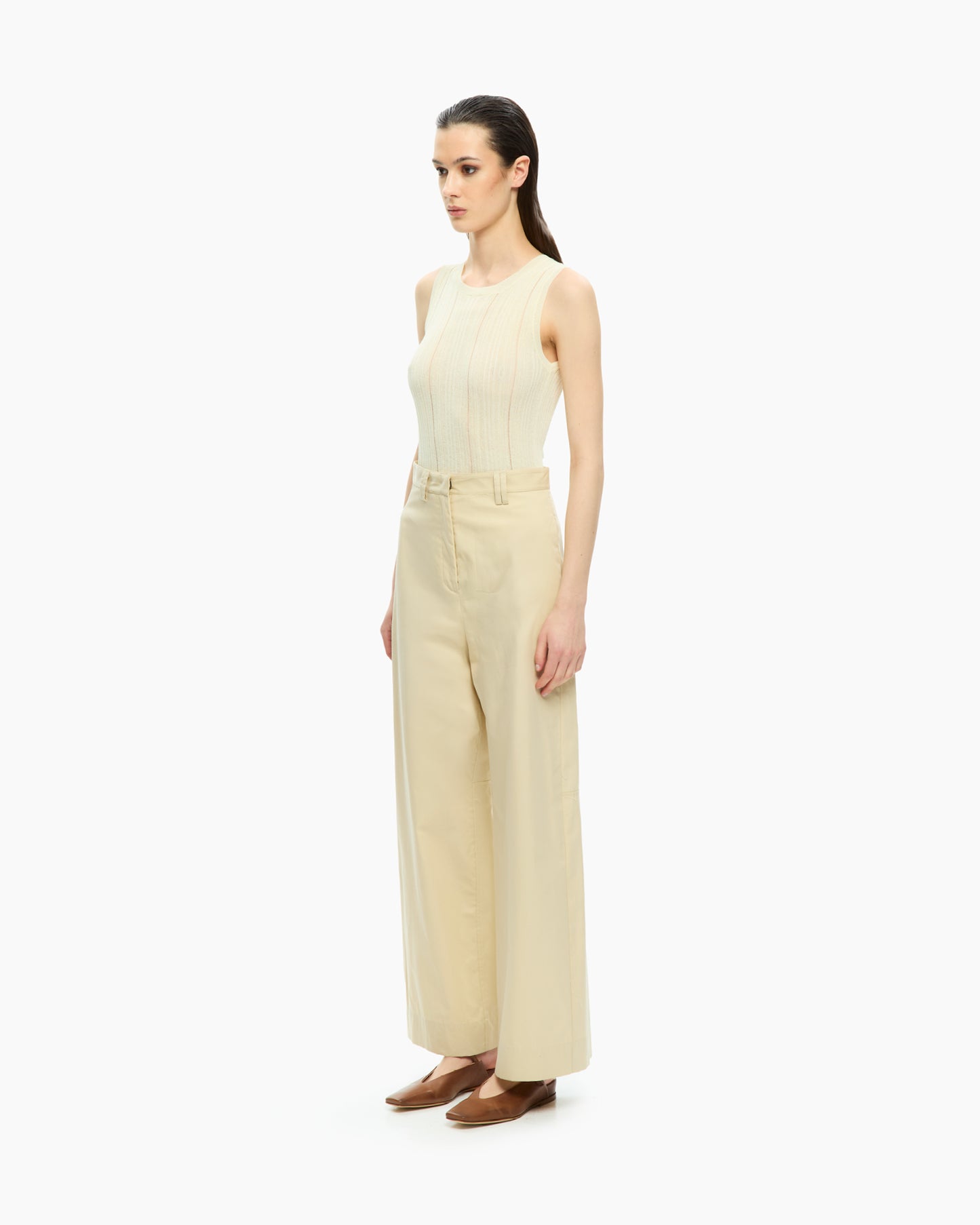 _MALLONI Pantalone a gamba ampia con vita alta GIALLO